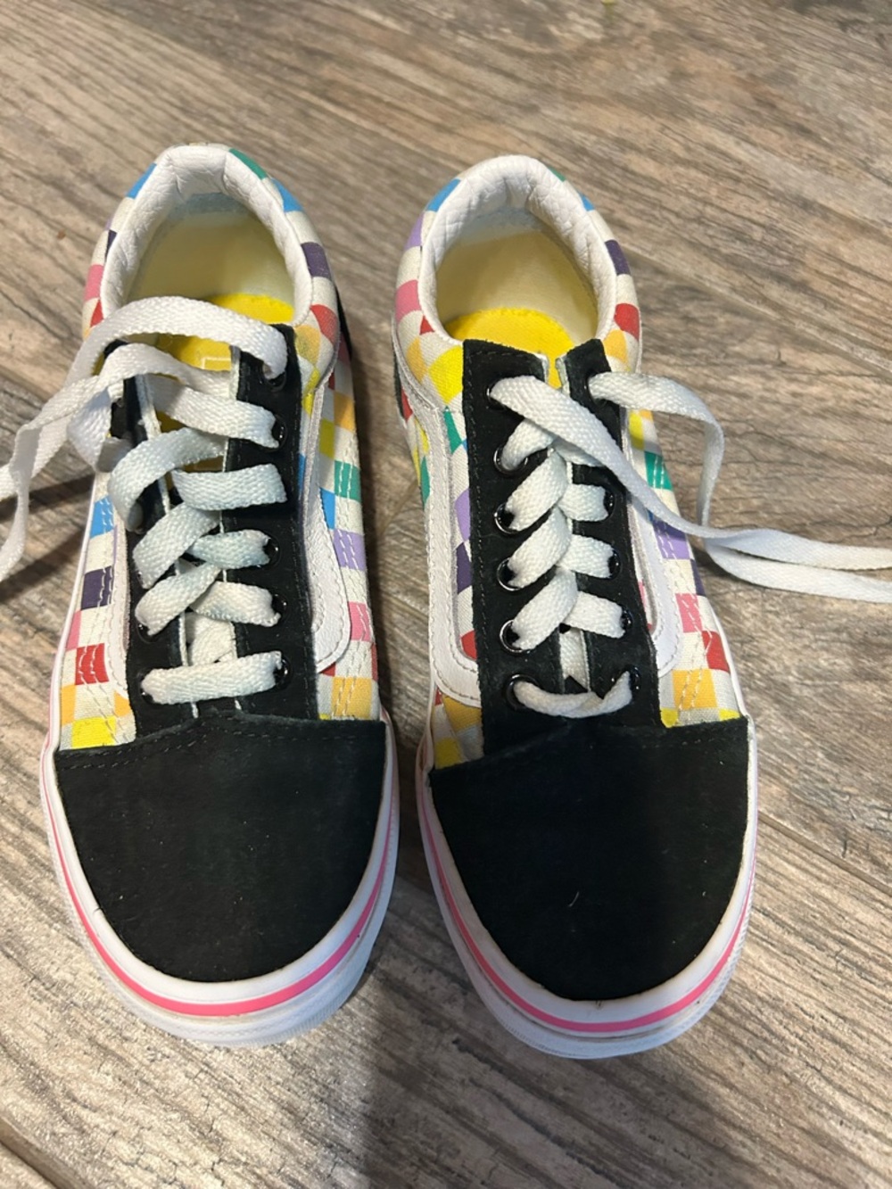 Vans Kids Low Top Checkerboard Sneakers - Multi & Black